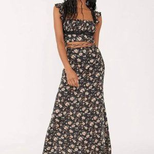 Free People: black floral 2 piece outfit